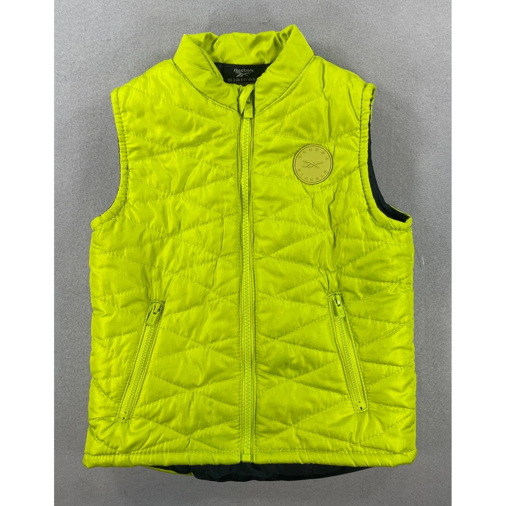 Reebok Kids Puffer Vest Classic Quilted Neon Lime Green Polyester 4T